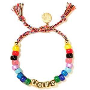 NEW VENESSA ARIZAGA women's glass charms love bracelet in rainbow